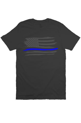 Blue Line Tattered Flag T-Shirt