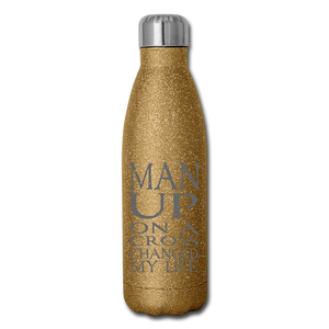 MAN UP Insulated Stainless Steel Water Bottle - gold glitter