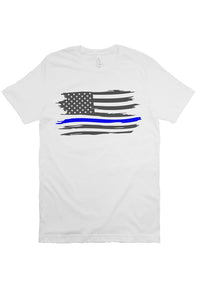 Blue Line Tattered Flag T-shirt