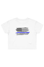 Load image into Gallery viewer, Blue Line Tattered Flag Street Crop Tee
