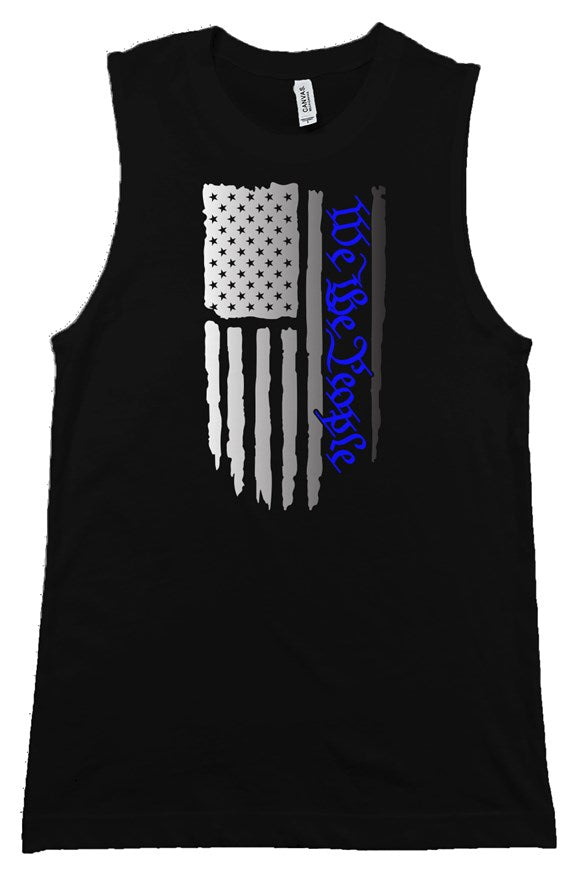We the people support blue unisex muscle tank
