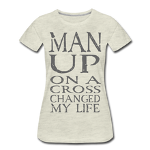 Load image into Gallery viewer, Women’s MAN UP Premium T-Shirt - heather oatmeal
