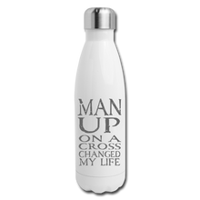 Load image into Gallery viewer, MAN UP Insulated Stainless Steel Water Bottle - white

