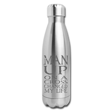 Load image into Gallery viewer, MAN UP Insulated Stainless Steel Water Bottle - silver
