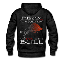 Load image into Gallery viewer, Pray Like Satans The Bull Men’s Premium Hoodie - charcoal gray
